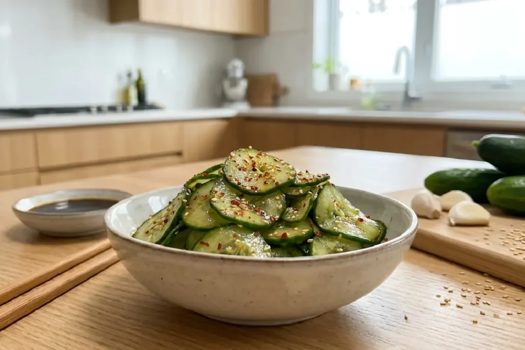 Salada coreana de pepino com molho oriental